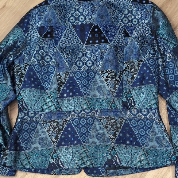 Coldwater Creek Blue Blazer with Intricate Floral Design - Picture 5 of 6